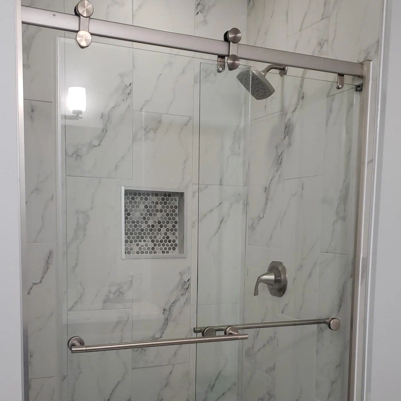 An image of a shower project in a bathroom completed by ProSource of Raleigh