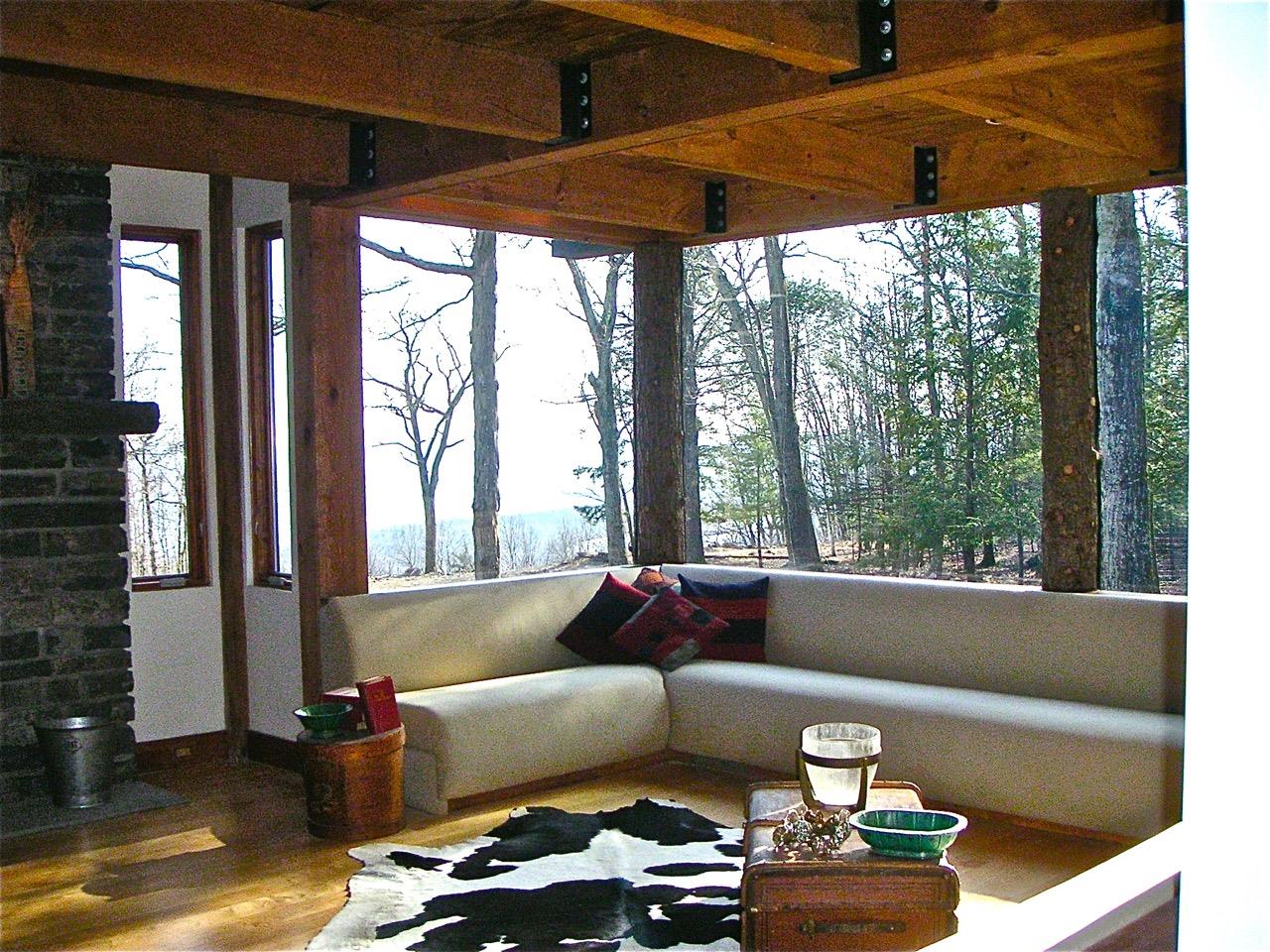 Rustic Living Room with Forest View After 2