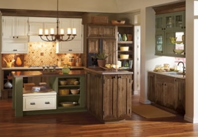 Three toned kitchen cabinets from Decora