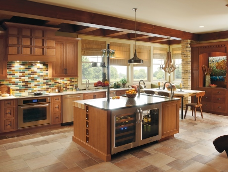 Kitchen cabinetry and large kitchen island from Omega