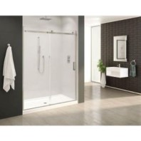 Fleurco Horizon shower door in Brushed Nickel finish available at ProSource Wholesale