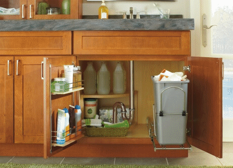 Sink features cabinet storage at ProSource Wholesale
