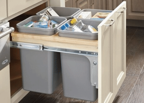 Waste and recycling cabinet storage at ProSource Wholesale