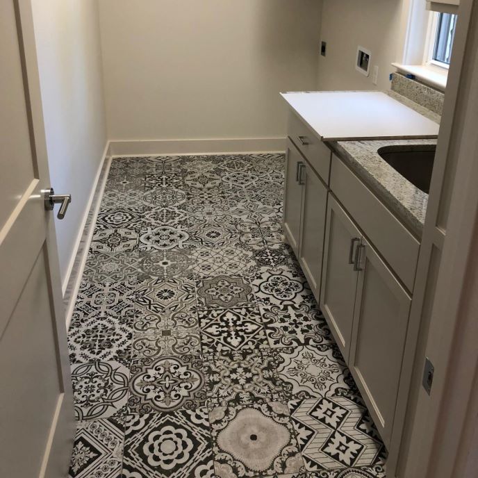 Laundry Room Done In Decorative, Pro Source Tile