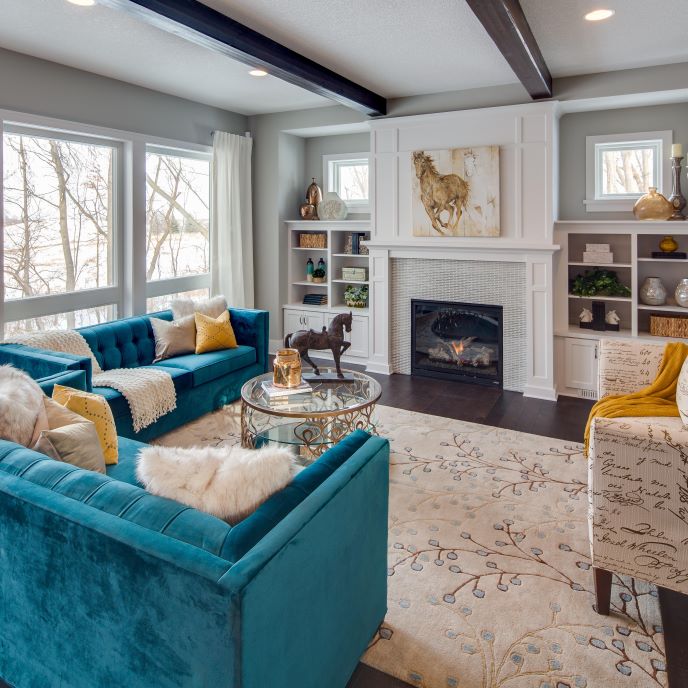 Living Room With A Bold Color Statement Prosource Wholesale