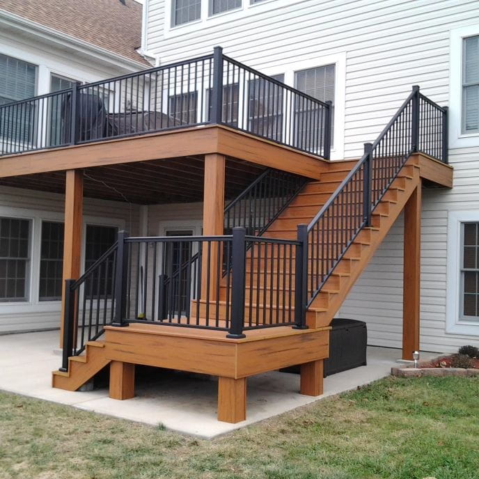Stunning Double Composite Deck with Black Rail | ProSource Wholesale