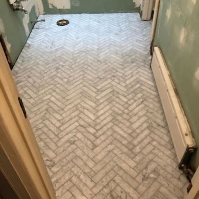 Marble Herringbone Bathroom Floor Prosource Wholesale