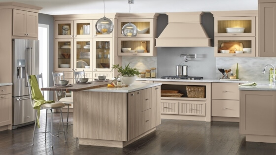 The beautiful finishes and creative storage of Diamond cabinets, available at ProSource Wholesale