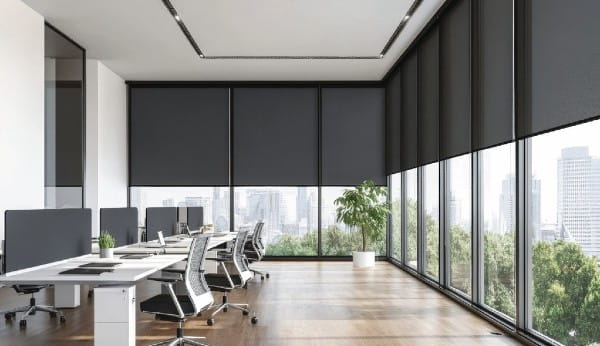 Roman Shades in office setting available at ProSource Wholesale 