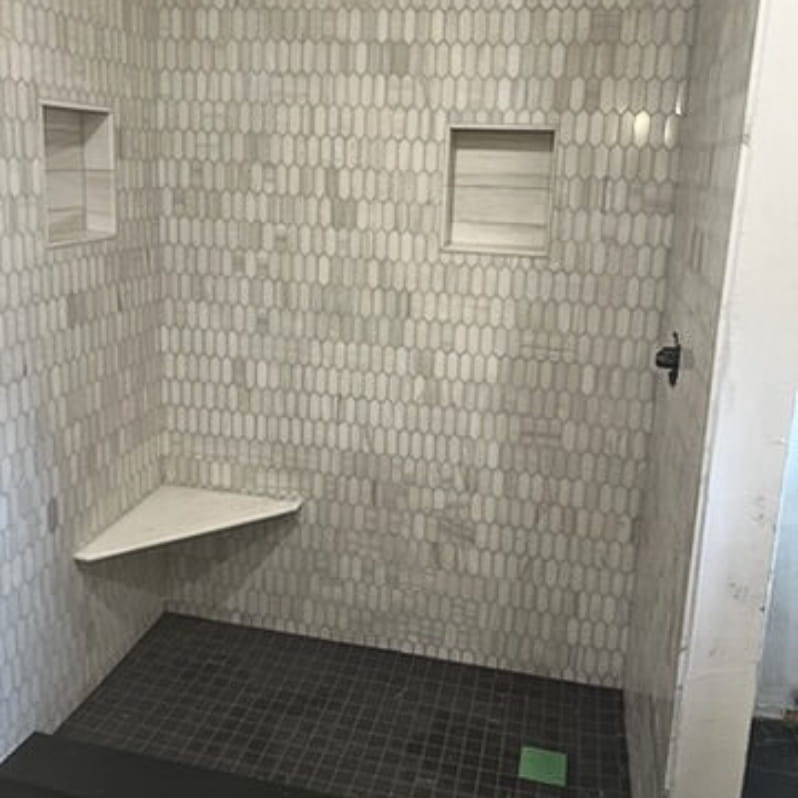 Picket tile in a remodeled shower