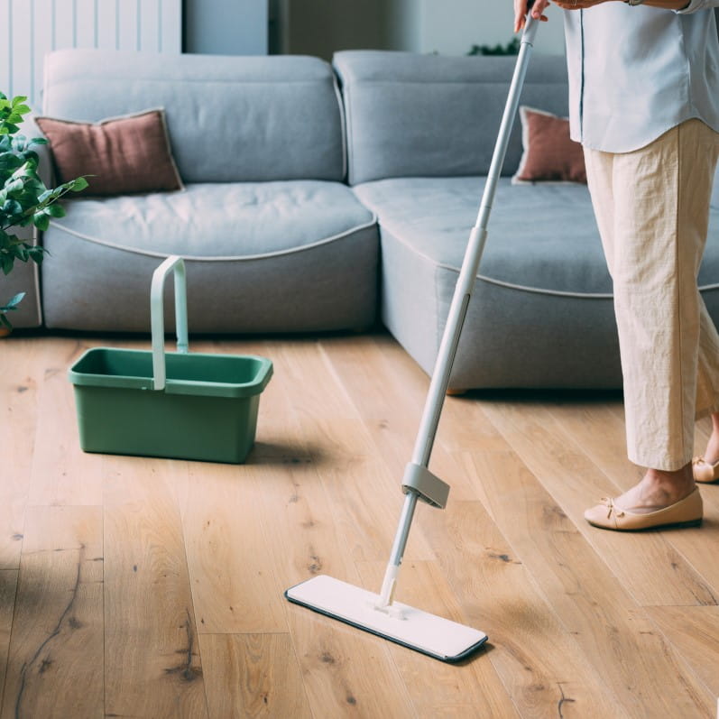 Hardwood floors washed with a microfiber mop