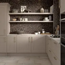 Marble polished hexagon wall tiles in the kitchen