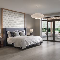 White picket wall tiles in the bedroom