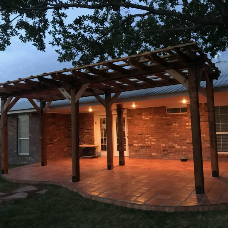 Pavers placed over concrete on a patio