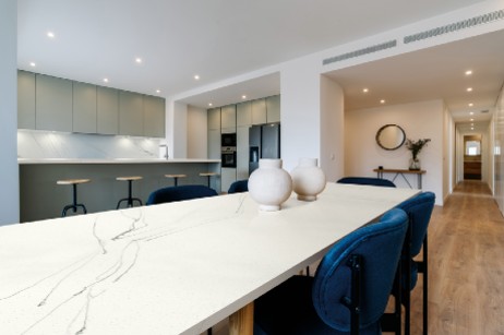 Wilsonart solid surface countertop in kitchen scene 