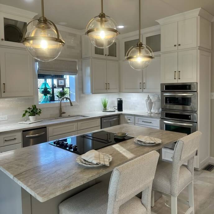 Remodeled kitchen in exquisite, yet clean, white tones