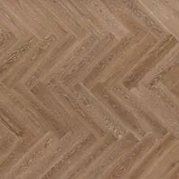 Mannington Park City Sundance engineered white oak flooring arranged in a herringbone pattern, showing warm natural tones and defined grain.