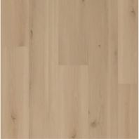 Mannington Swiss Oak Almond flooring with light almond coloring, fine oak grain detail, and smooth plank surfaces.