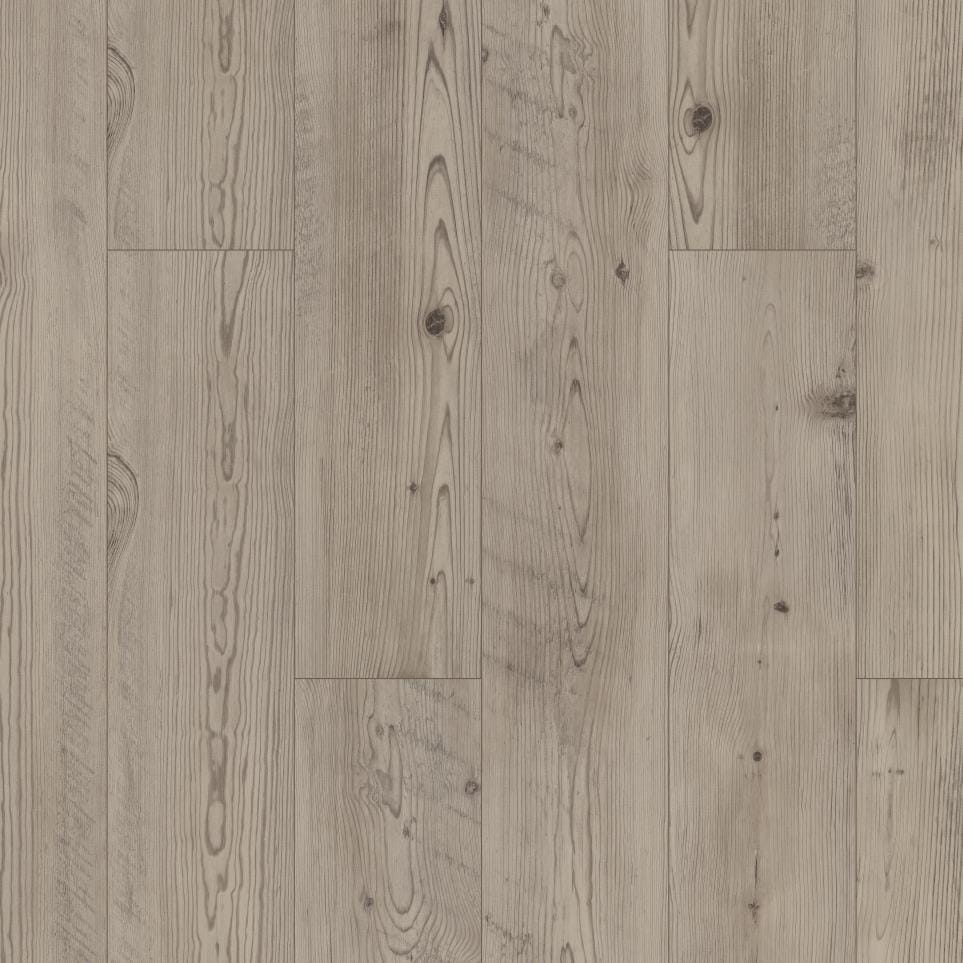 Resista Plus H2O Saddleback Pine waterproof luxury vinyl plank flooring with warm pine-brown tones, visible knotting, and pronounced wood grain across long planks.