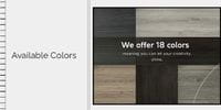 Selection of product colors with the text 'We offer 18 colors.'