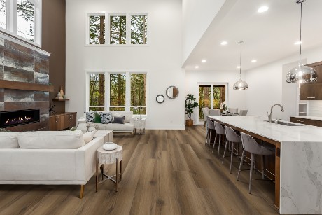 Oak room scene with Trucor luxury vinyl plank available at ProSource Wholesale