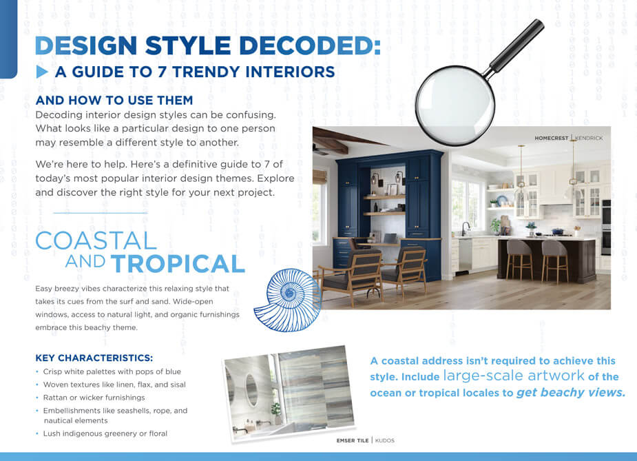 ProSource Wholesale infographic: design style decoded coastal and tropical