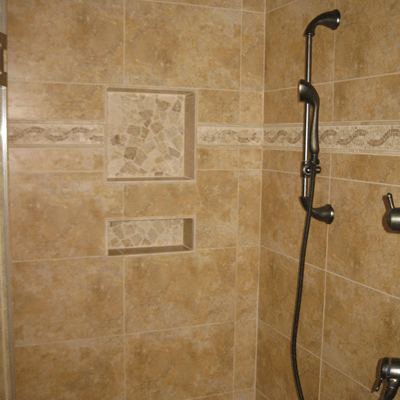 Newly tiled shower in a remodeled bathroom Louisville KY
