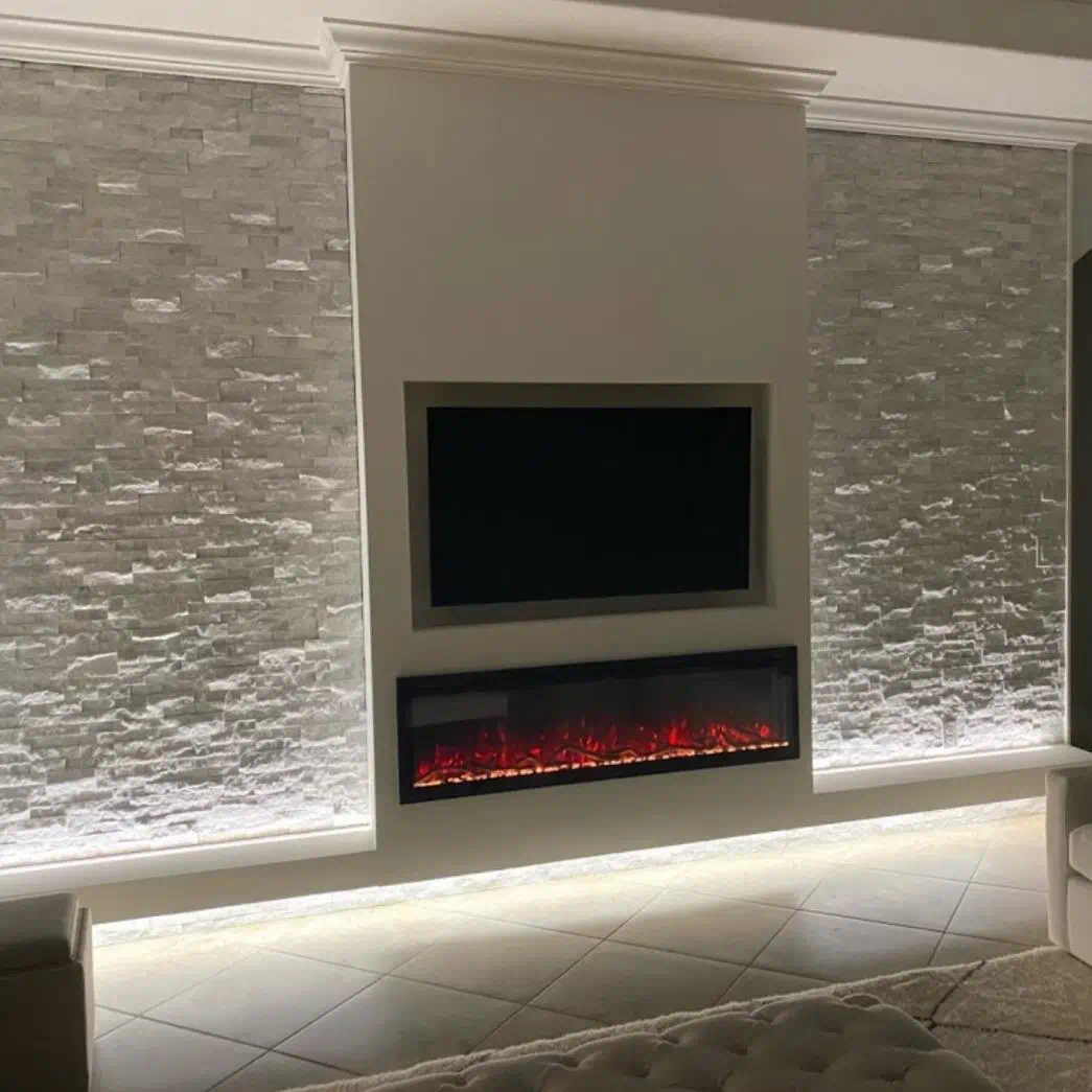 An image of an accent wall in a living room completed by ProSource of Sarasota