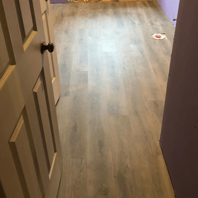 New luxury vinyl tile flooring in a bathroom