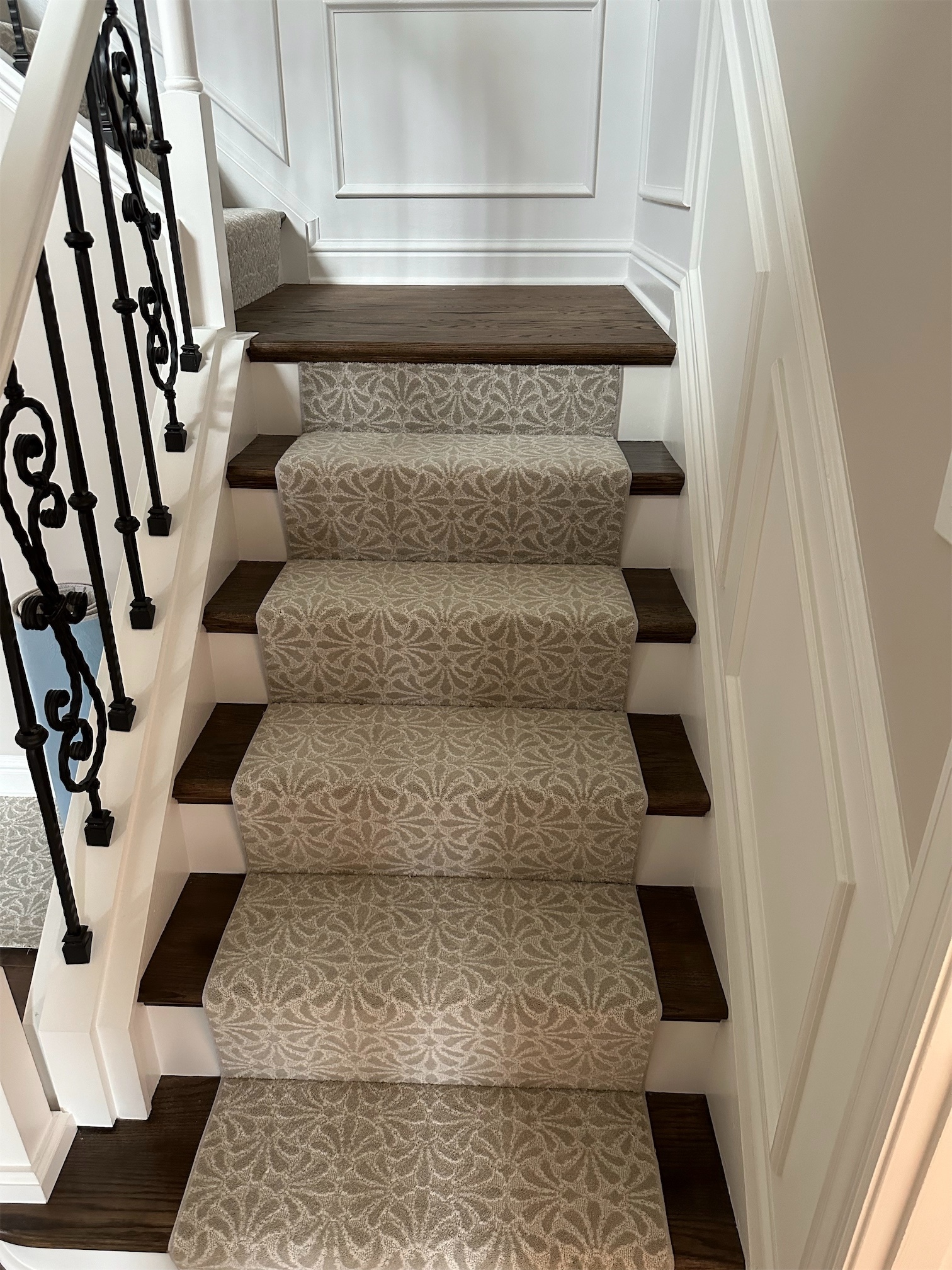 A set of stairs in a remodeled home