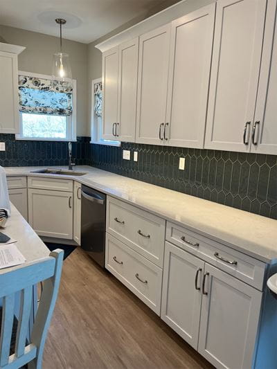 Black picket tile kitchen backsplash