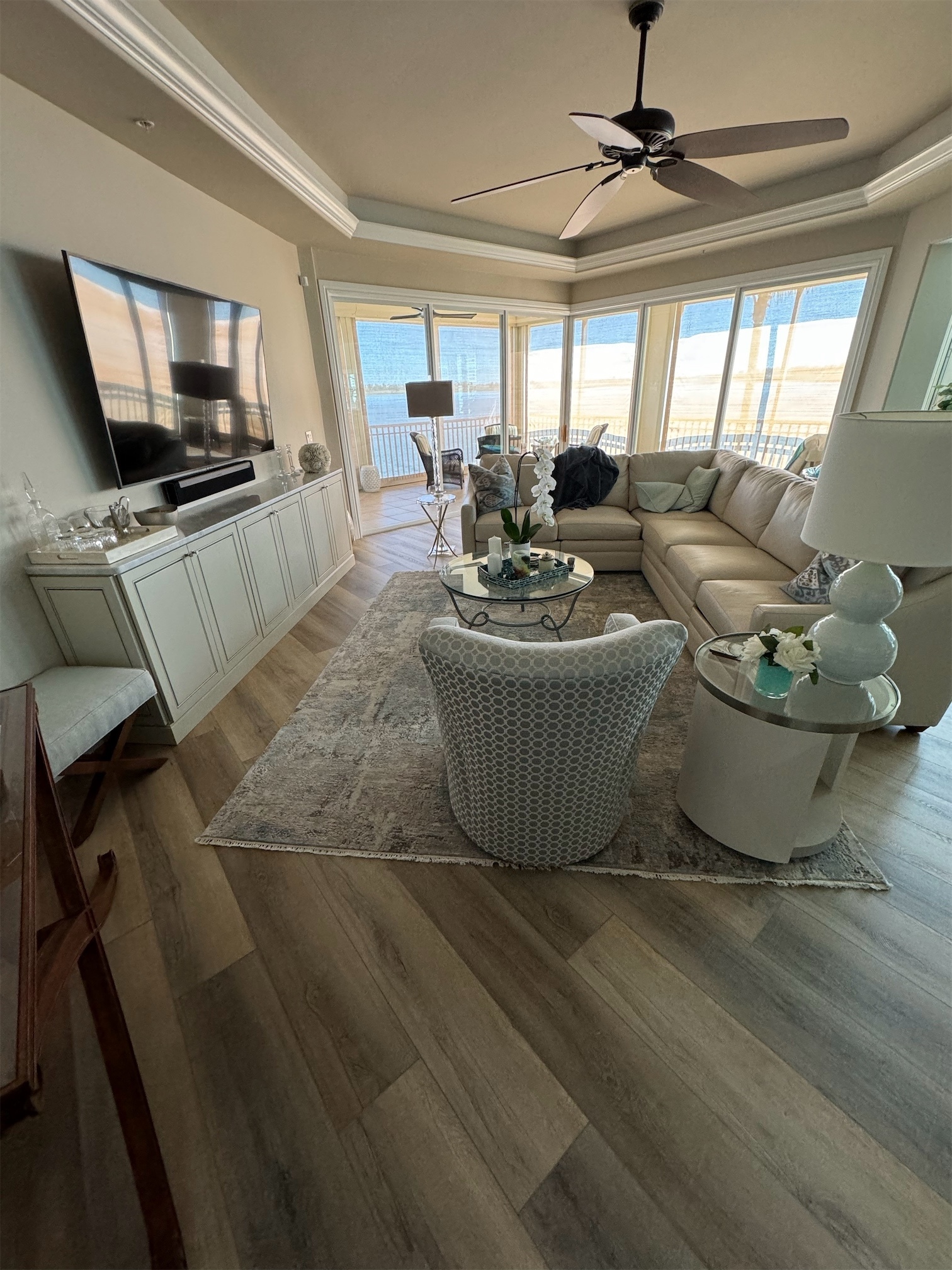 Remodeled flooring in a living room