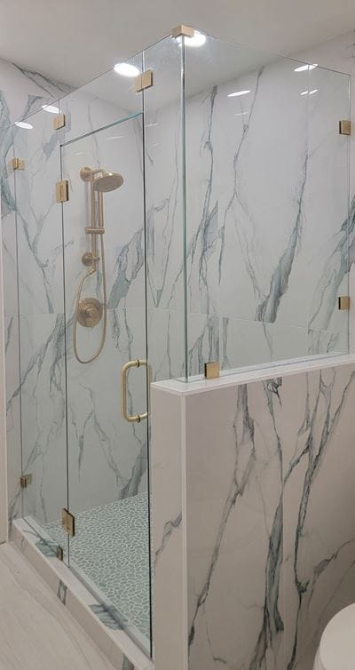 Shower remodel in a bathroom