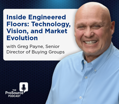 Senior Director of Buying Groups, Greg Payne a bald Man wearing a blue dress shirt