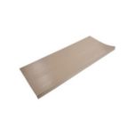 A rectangular sheet of material with a smooth surface and a slightly curved edge.