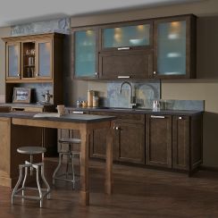 dark wood cabinets