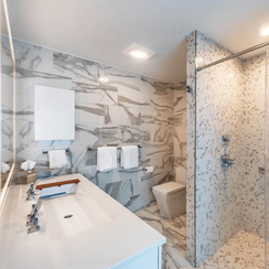 A remodeled bathroom in a contemporary style