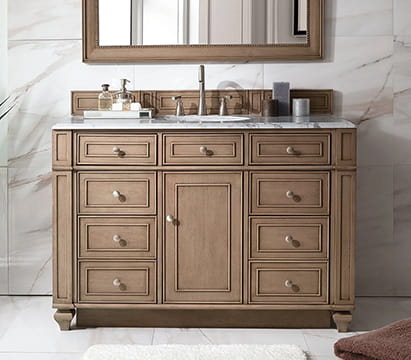Wood-grained James Martin vanity