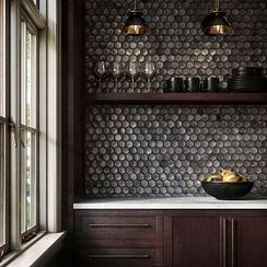 dark modern kitchen back splash