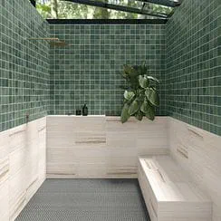 green bathroom tile