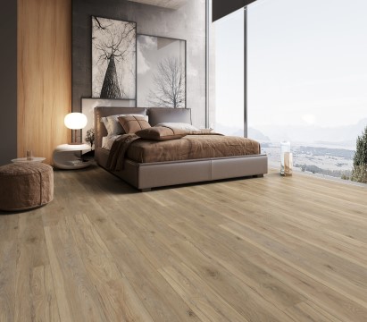 Vinyl flooring with a wood appearance in a bedroom