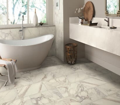 Tile floor displayed in a bathroom
