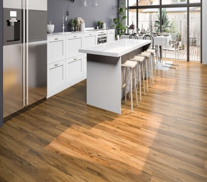 Luxury vinyl floor displayed in a kitchen